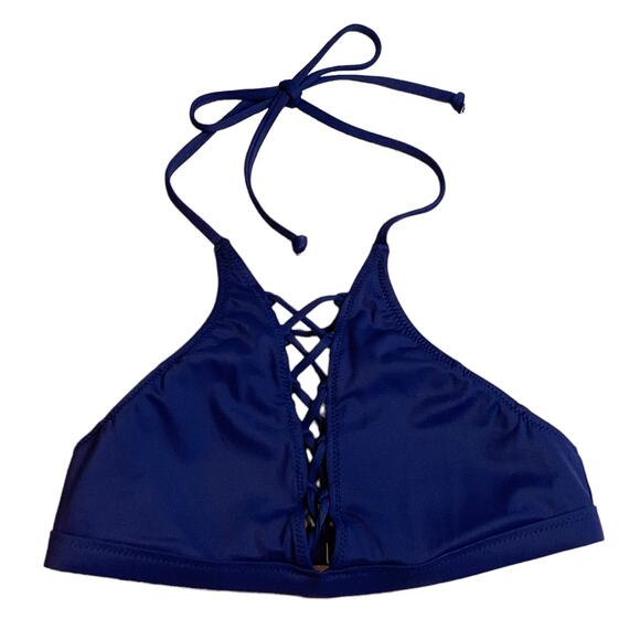 Victoria's Secret PINK Blue Halter Braided Tie Bikini Top XS Extra Small - Picture 10 of 10
